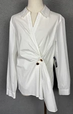 I.n.c. International Concepts  Women's  Cotton  Drape-Front Top White XL  NWT's.