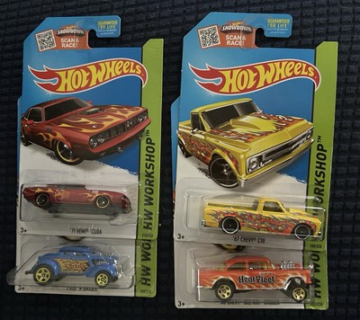 Lot Of 4 Hot Wheels HW WS Heat Fleet #207-210 (Gasser, C10, PassN Gasser,  Cuda)