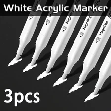 5Pcs White Acrylic Paint Marker Pens Permanent Art Supplies for DIY Craft