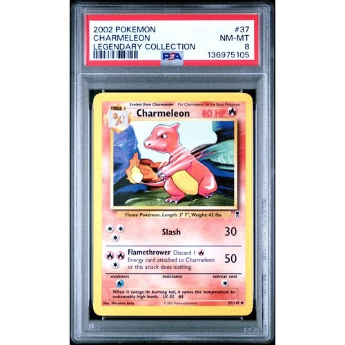 PSA 8 NM-MT Charmeleon 37/110 Pokémon 2002 Legendary Collection Uncommon Graded