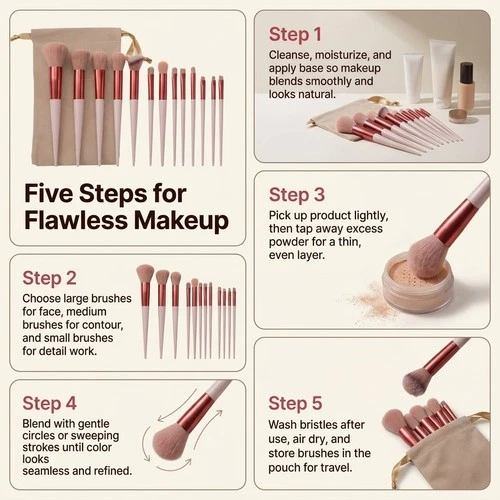 13 Piece Makeup Brush Set with Foundation Brush, photo 2