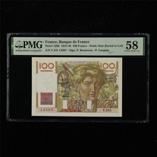 1947-49 France Banque De France 100 Francs Pick#128b PMG 58  Choice About UNC