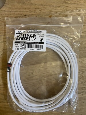 Cat5e Ethernet Kabel 5m weiß, U/UTP Netzwerk 5E Litze Patchkabel 26AWG x 4P