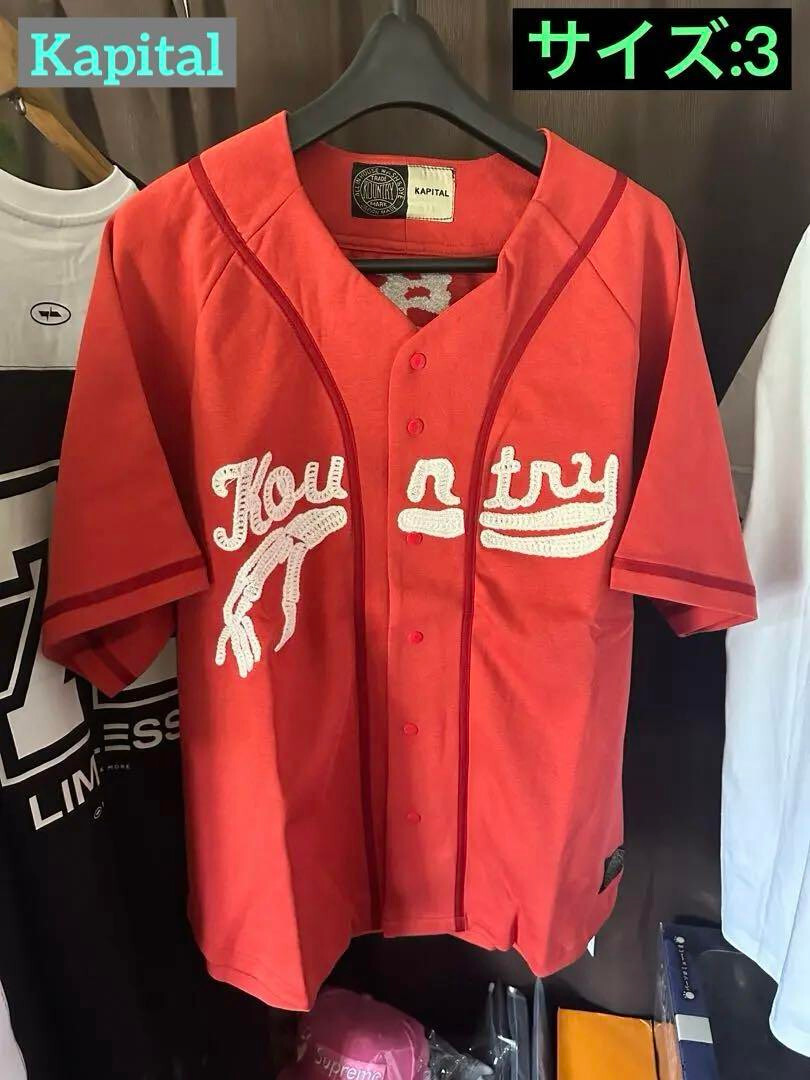 KAPITAL BASEBALL SHIRT BONE MEN COLOR BLACK MATERIAL COTTON SIZE 3 