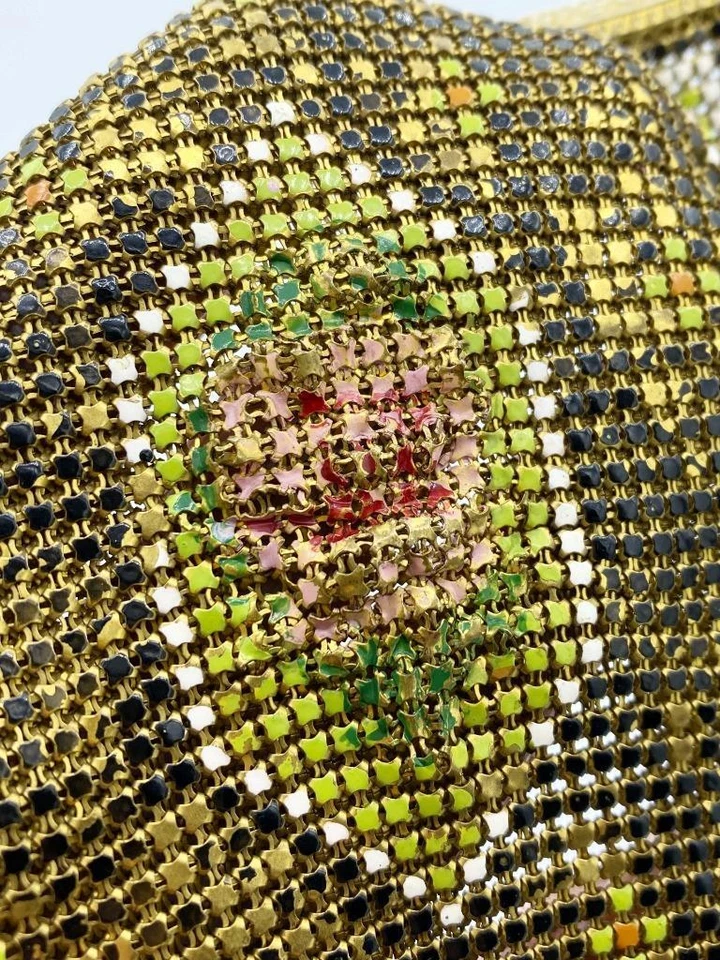 Dulce Cartera Art Deco Malla Esmaltada Aleta con Marco Rosa Tono Dorado Foto 4 de 4