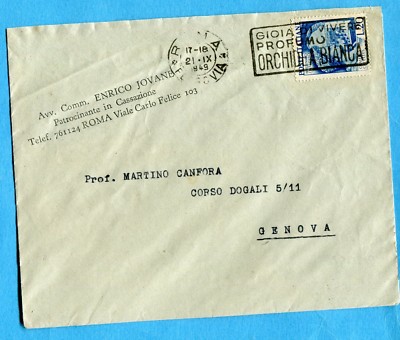 1949 CATULLO £.20 ISOLATED year ROME PLAQUE - WHITE ORCHID PERFUME (214176)