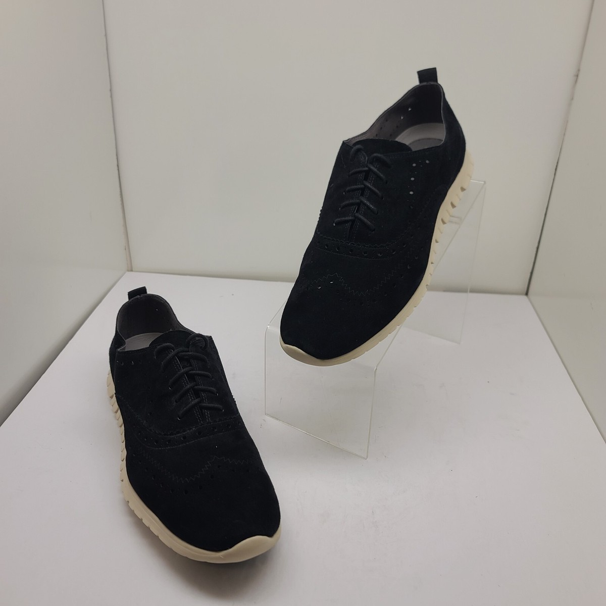 Cole Haan Zerogrand Oxford Womens Black Suede Wingtip Dress 