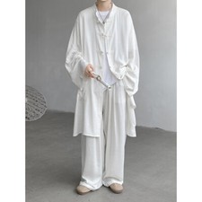 Chinese Style Tang Suit Men's New Chinese Loose Long Sleeved Pants Shirts 2pcs