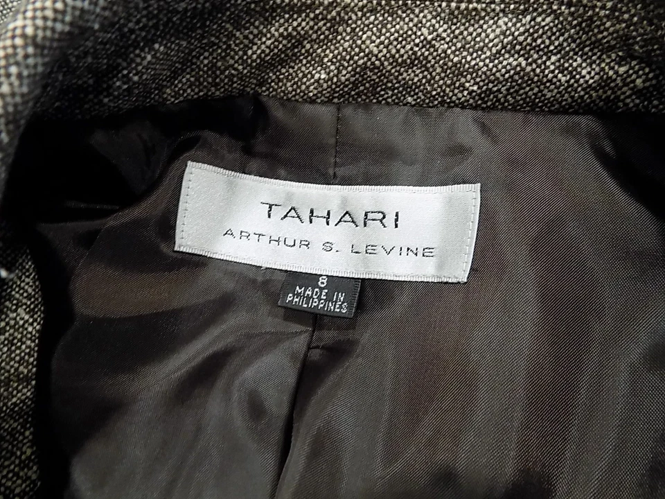 Blazer para mujer TAHARI Arthur S. Levine marrón mezcla lana/seda 8 (60) Foto 2 de 4