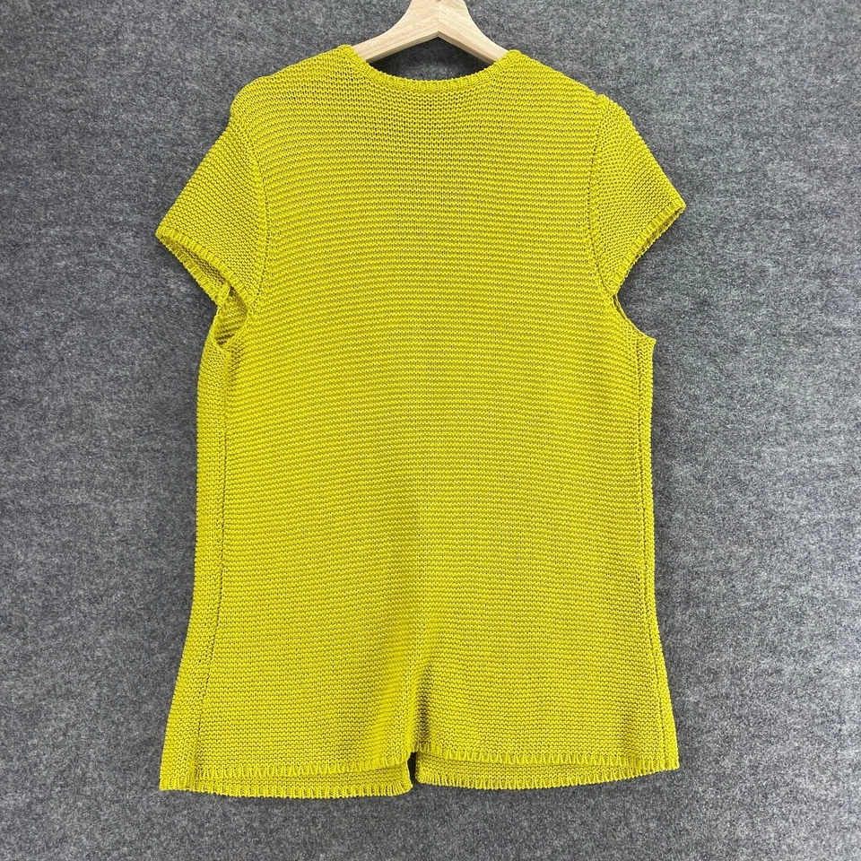 Jones New York Cardigan Women 0X Plus Yellow Knit One Button V-Neck Short Sleeve - Image 2 of 4