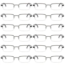 12 Pairs Mens Half Frame Lightweight Rectangular Reading Glasses Classic Readers