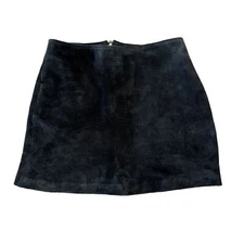APC Rue Madame Paris Black 100% Goat Suede Zip Mini Skirt Women's Size Small S