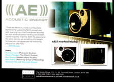 SOUND-ON-SOUND MAGAZINE ADVERT 6X12" ACOUSTIC ENERGY AE22 NEARFIEKD MONITOR