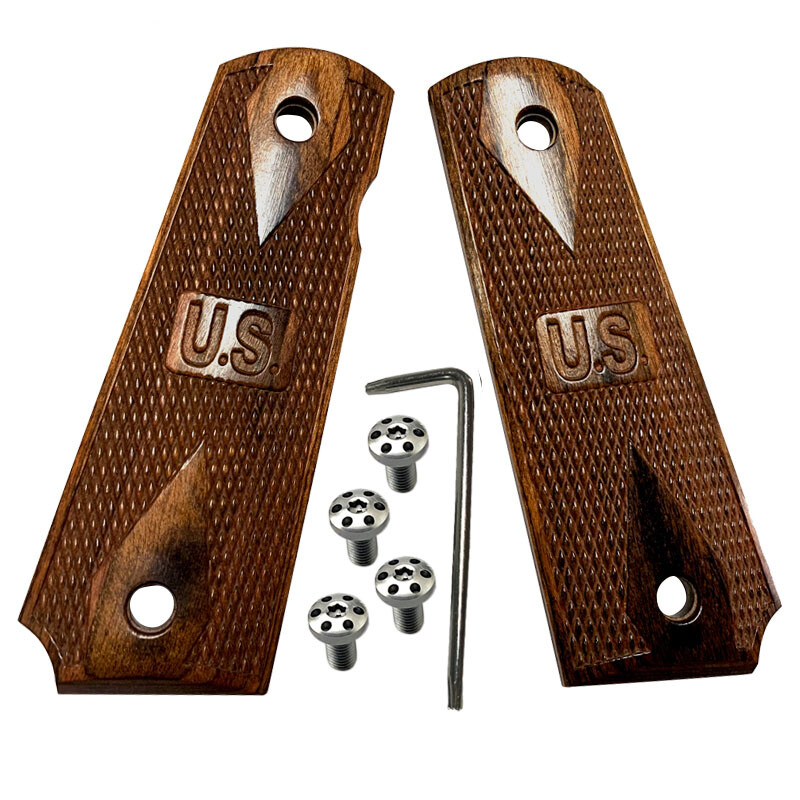 1911 Classic Wood Grips Full Size W/ Screws Embossed U.S. fits