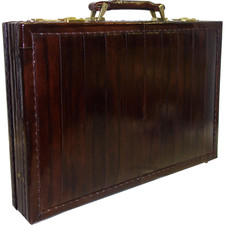 1980's Vintage Mahogany Genuine Eel Skin Leather Briefcase