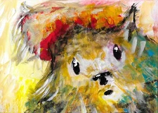 Print ACEO Cat Painting Original Kitten Contemporary Folk Art By Josh Merritt