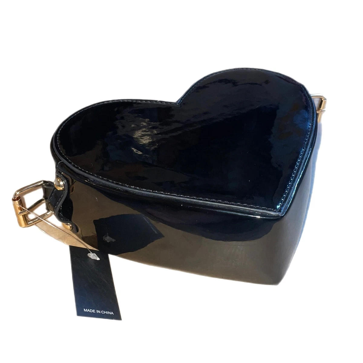 Shein Black Gold Heart Shaped Crossbody Purse Bag w Grommet