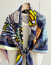 100 Silk flower Print Pure Twill Silk Wrap Scarf Bandana Large Shawl 53" NEW