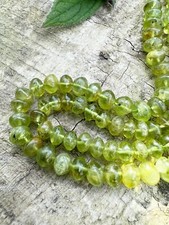 Rustic Handmade Green Peridot Disc Rondelle Beads Handmade Natural 7-mm