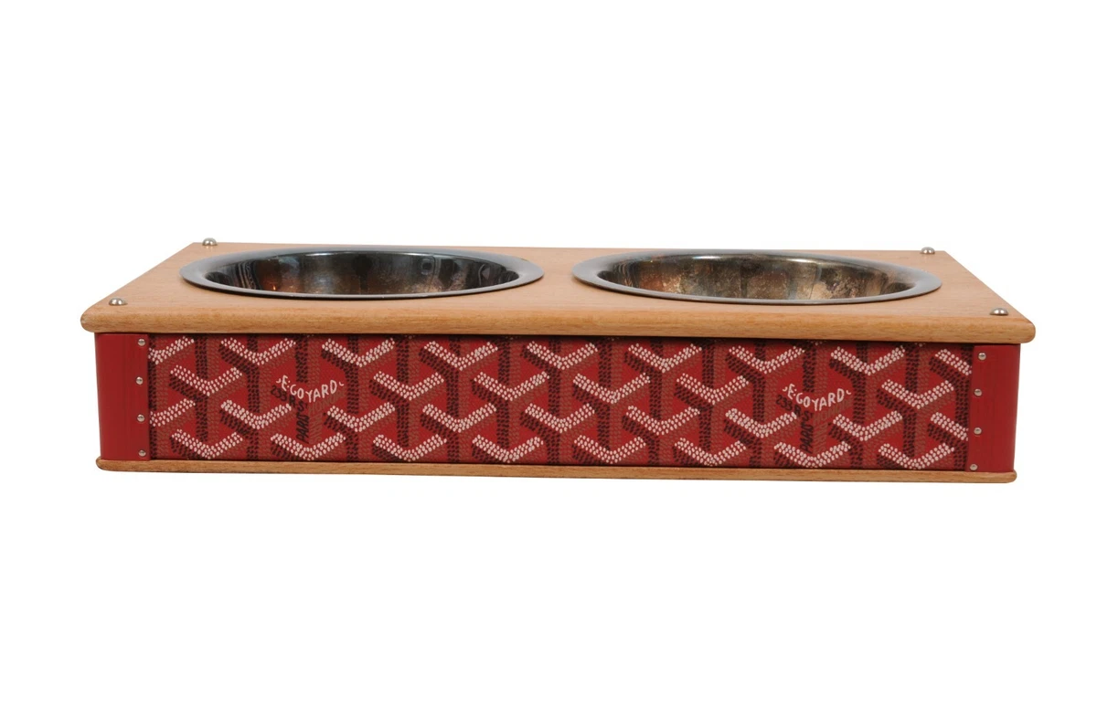 Goyard Red Edmond Double Dog Cat Bowl Hard Sided Trunk