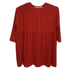 ASOS- CUrve Red Long Sleeve Smock Dress Sz 18 Lightweight Keyhole Back