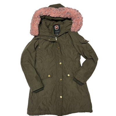 I Madison Expedition Women's Faux Fur Trim Parka Jacket Coat Green Sz  X-Small