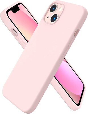 iPhone 13 Case 6.1'' Slim Liquid Silicone 3 Layers Soft Gel Rubber Chalk Pink