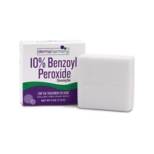 10% Benzoyl Peroxide Non Soap Cleansing Bar - DermaHarmony 4oz - 1 Bar