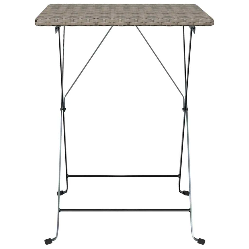 NNEVL Folding Bistro Table Grey 55x54x71 cm Poly Rattan Foto 3 de 4
