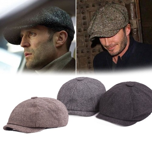 Mens 8 Panels Newsboy Flat Cap Peaky 