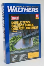 Walthers HO Scale Double-Track Railroad Bridge Concrete Abutment 933-4553
