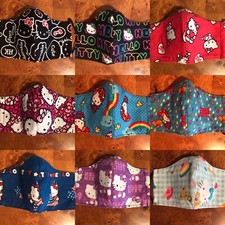 Assorted Neon Hello Kitty Child Handmade 3Fabric layer Filter Adjuster Face Mask