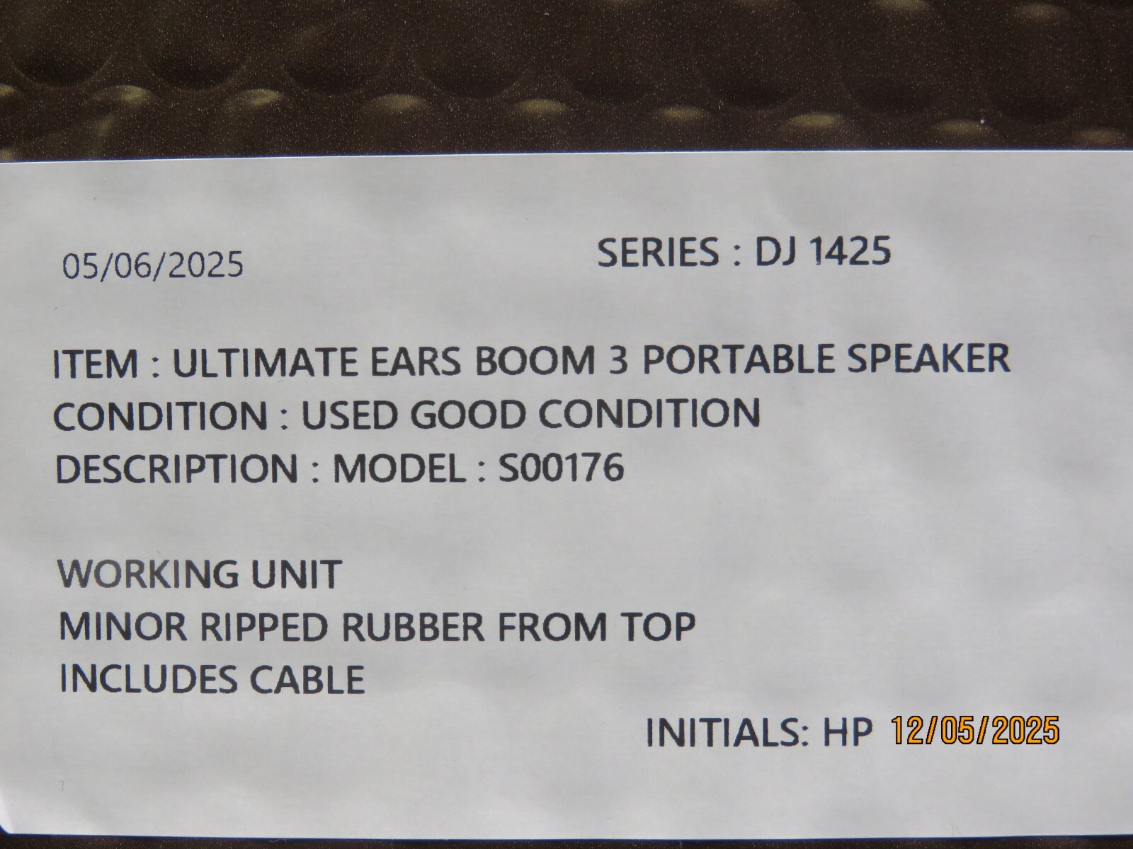 Ultimate Ears Boom 3 Portable Bluetooth Speaker - Black [DJ1425]