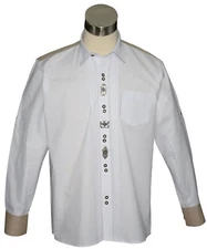 M L XL WHITE Men Dress Shirt Bavarian Oktoberfest  Lederhosen Long Sleeve German
