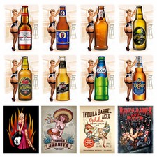 Sexy Pin Ups 5 Retro Metal Signs/Plaques Man Cave,Novelty Gift, Bar/ Pub Alcohol