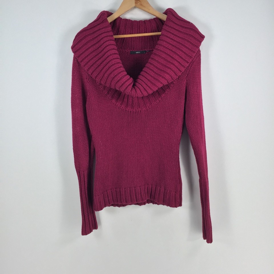 Events womens knit jumper size L purple long sleeve turtleneck cotton blen059721