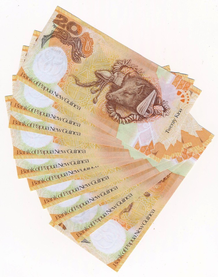 Papua New Guinea 20 Kina 2008; 35th Anniversary of PNG Bank; 10 Unc ...