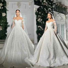 Elegant Wedding Dresses Appliques Lace Bridal Gowns Sweep Train Bride Dress