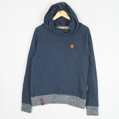 NAKETANO Women's Jumper Size XL Hooded Hoodie Blue Cotton