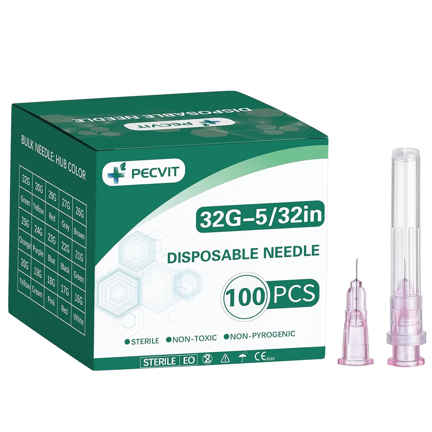 100Pack 32Ga 4mm(5/32inch) Needle Luer Lock Lab Dispensing 32G 5/32 inch 