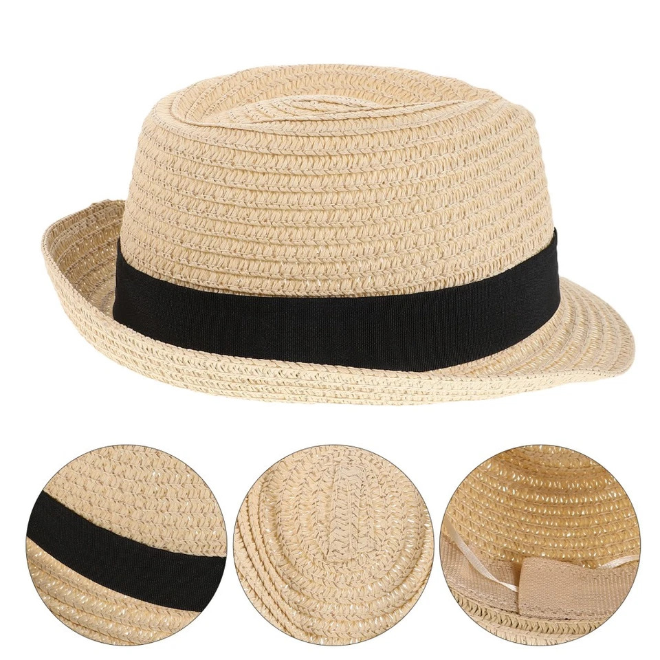 Chapeau De Paille Pour Tout-petit Soleil Bébé Garçon Plage Des Filles - Photo 3/4