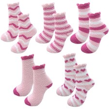 5PCS Womens Fuzzy Socks Microfiber Soft Cozy Warm Fluffy Winter Cabin Slipper