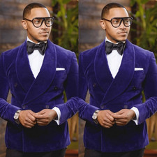 VelvetMen Suits Shawl Lapel Wedding Groom Tuxedos Fashion Party Men Jackets