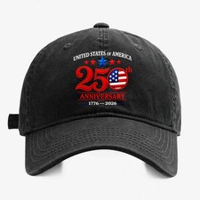 USA 250th Anniversary 1776-2026 Washed Cotton Baseball Cap Patriotic Dad Hat