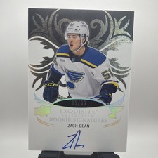 2024-25 Upper Deck Ice Zach Dean Exquisite Collection Rookie Auto #22/99 Blues