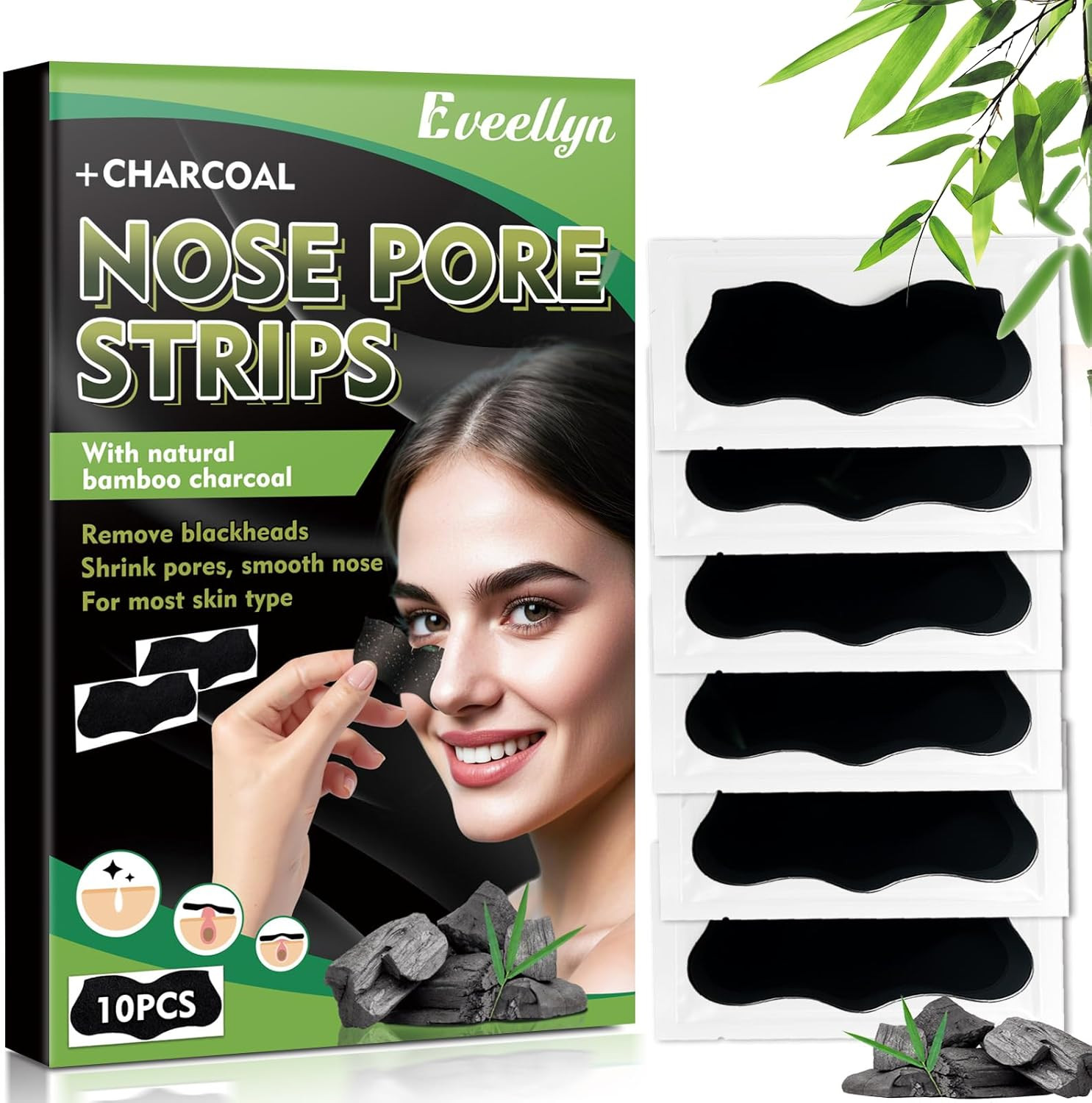 Blackhead Remover Strips, Charcoal Pore Strips, Deep Cleansing Blackhead Strip f