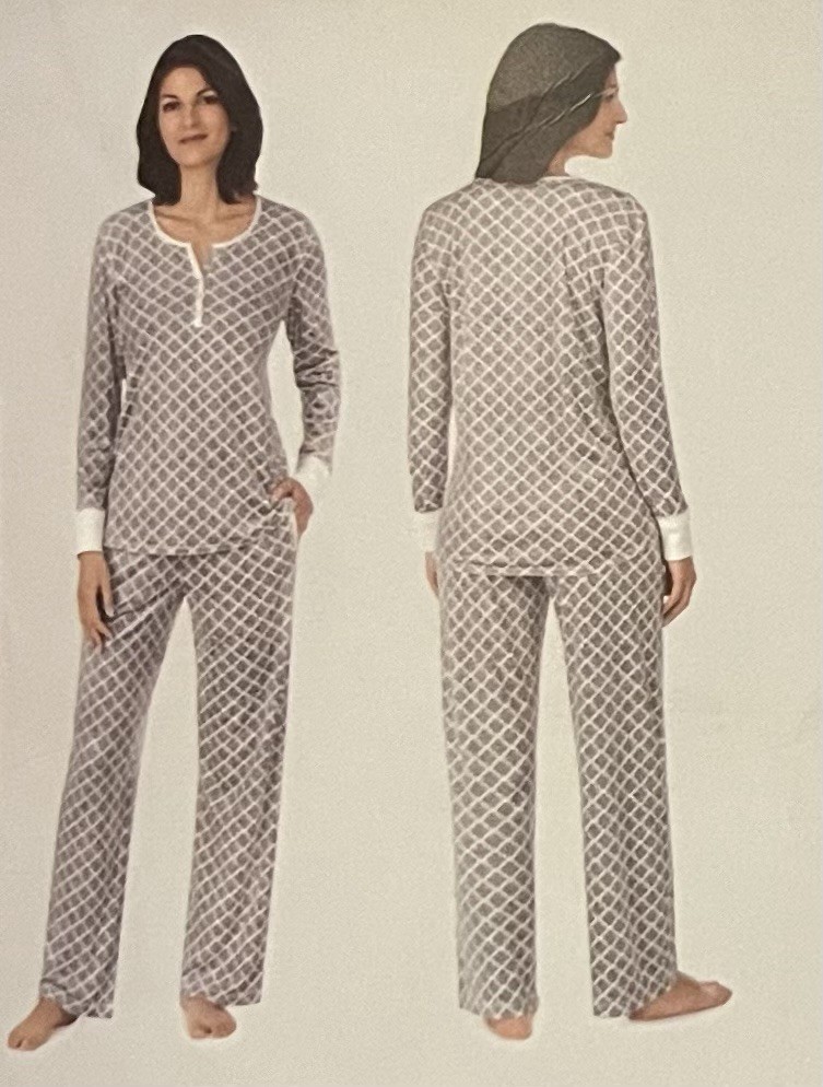 Nautica 2 PC Sleepwear Set Pajama Silky Stretch Fleece MEDIUM Gray Medallion image 7