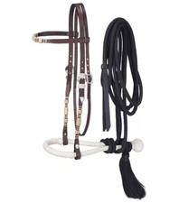 Tough 1 Headstall Royal King Show Inca Rawhide Braided Dark Oil 45-290