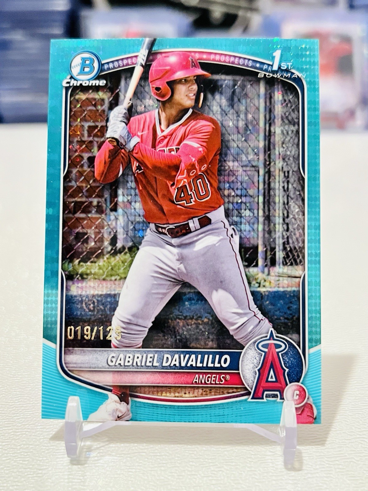Gabriel Davalillo 2025 Bowman Chrome 1st Aqua Pulsar Refractor /125 SP Angels