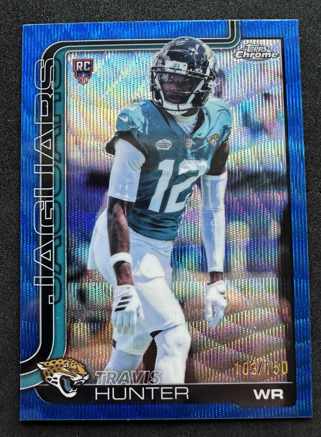 2025 Topps Chrome Travis Hunter Blue Wave Refractor /150 Rookie RC Jaguars 332